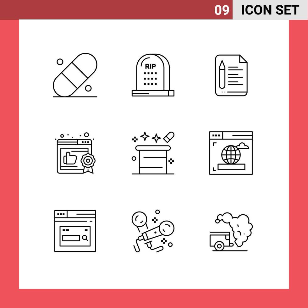 Paquete de 9 esquemas de interfaz de usuario de signos y símbolos modernos de archivos mágicos mágicos elementos de diseño de vectores editables comerciales recomendados