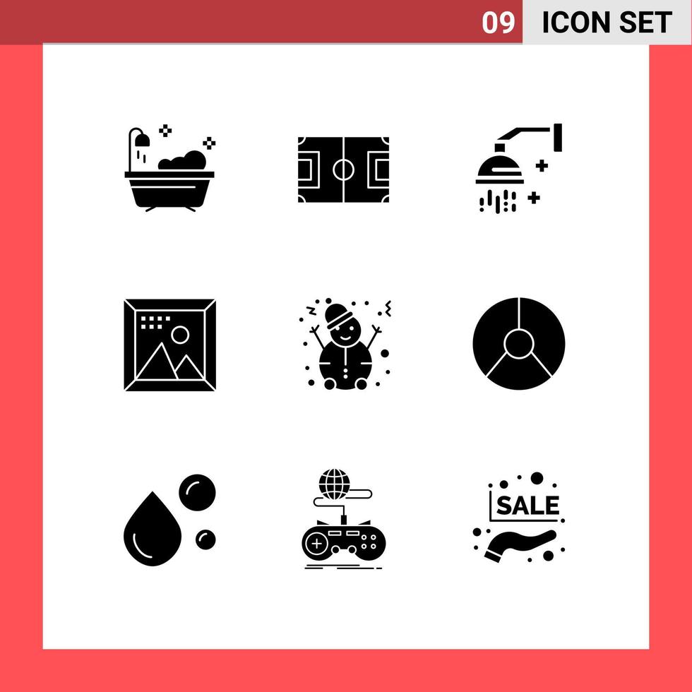Universal Icon Symbols Group of 9 Modern Solid Glyphs of programing development bathroom design shower Editable Vector Design Elements