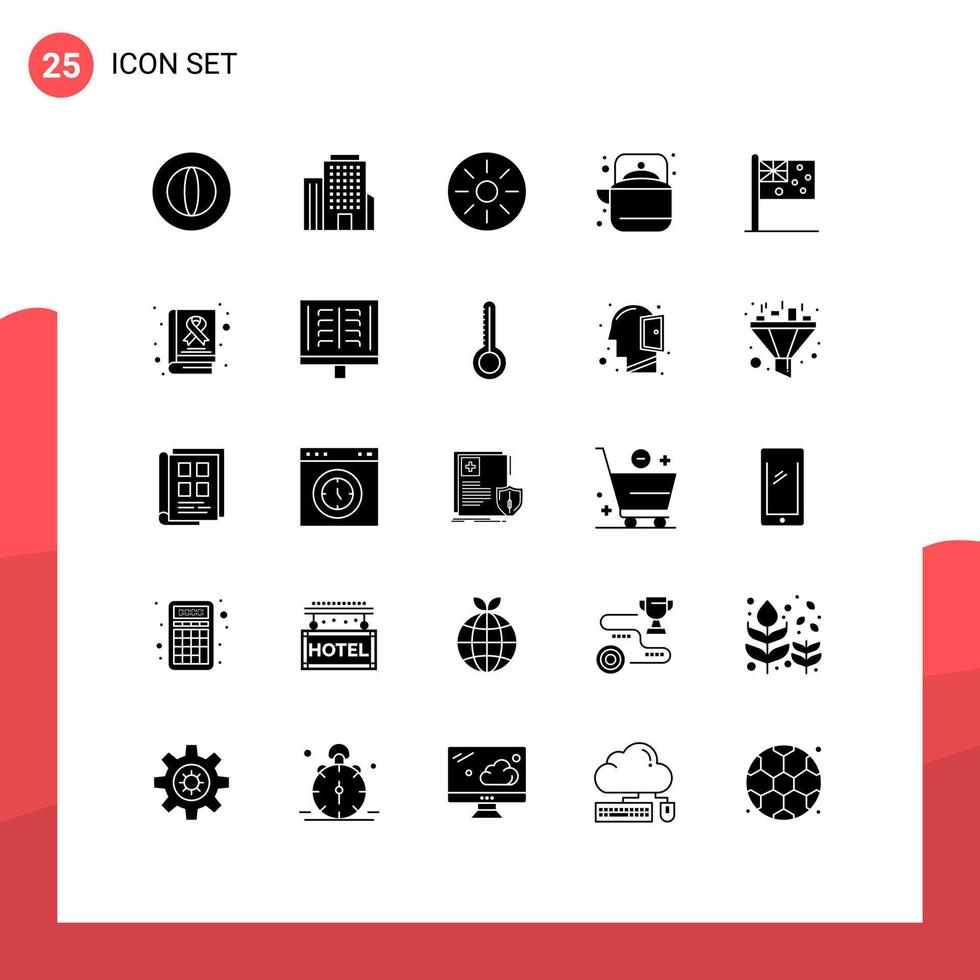 Modern Set of 25 Solid Glyphs and symbols such as country teapot food tea outdoor Editable Vector Design Elements