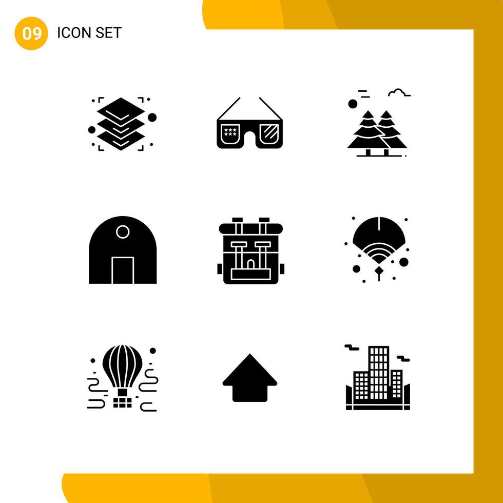 9 Creative Icons Modern Signs and Symbols of back pack mosque arctic islamic building building Editable Vector Design Elements