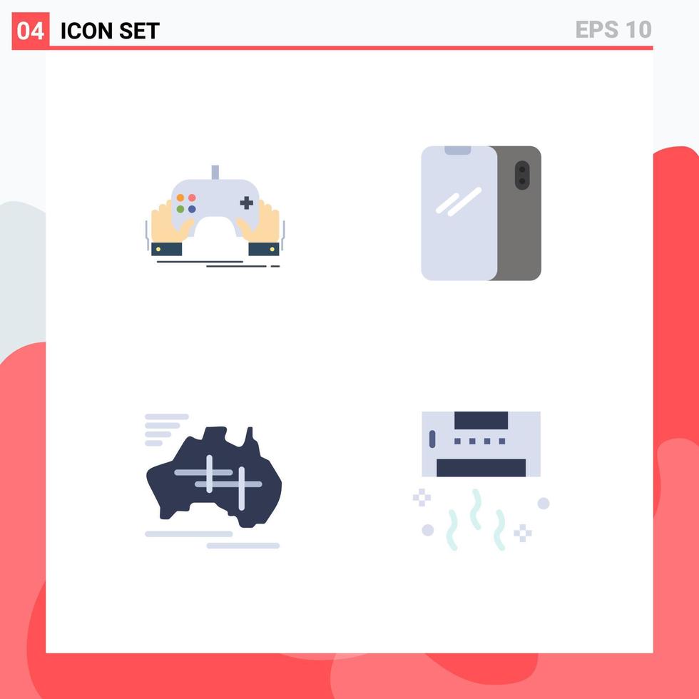 User Interface Pack of 4 Basic Flat Icons of game iphone entertainment smart phone map Editable Vector Design Elements