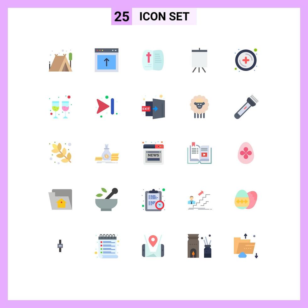 Editable Vector Line Pack of 25 Simple Flat Colors of drink new open add board Editable Vector Design Elements