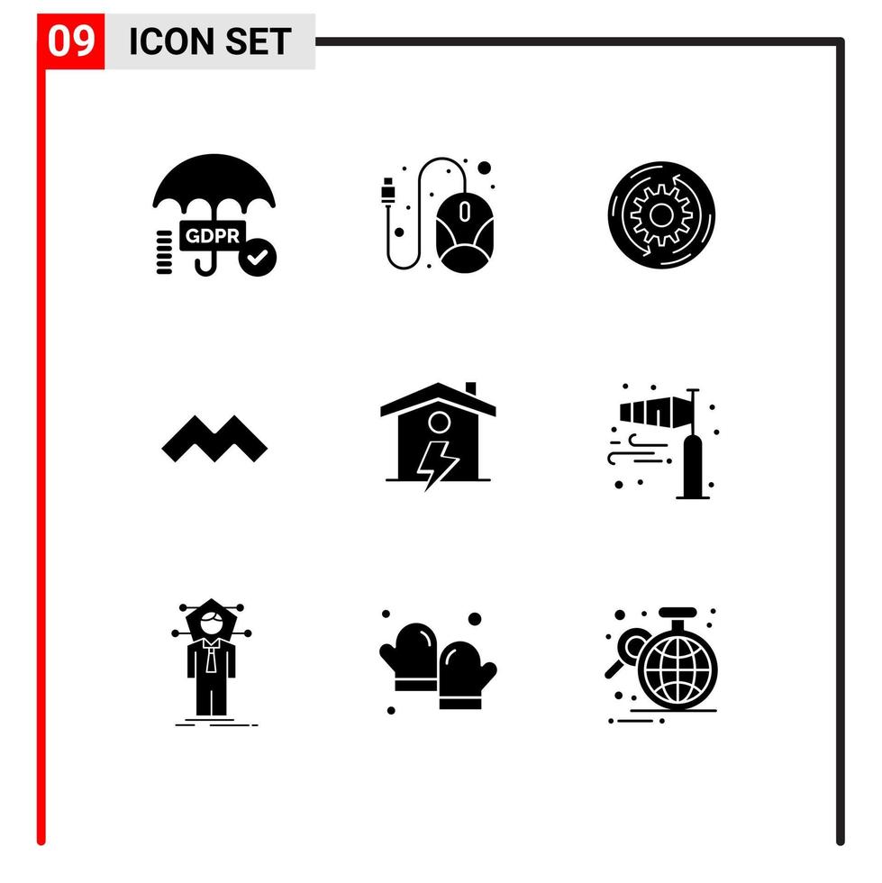 Set of 9 Modern UI Icons Symbols Signs for house cryptocurrency solution crypto currency structure Editable Vector Design Elements