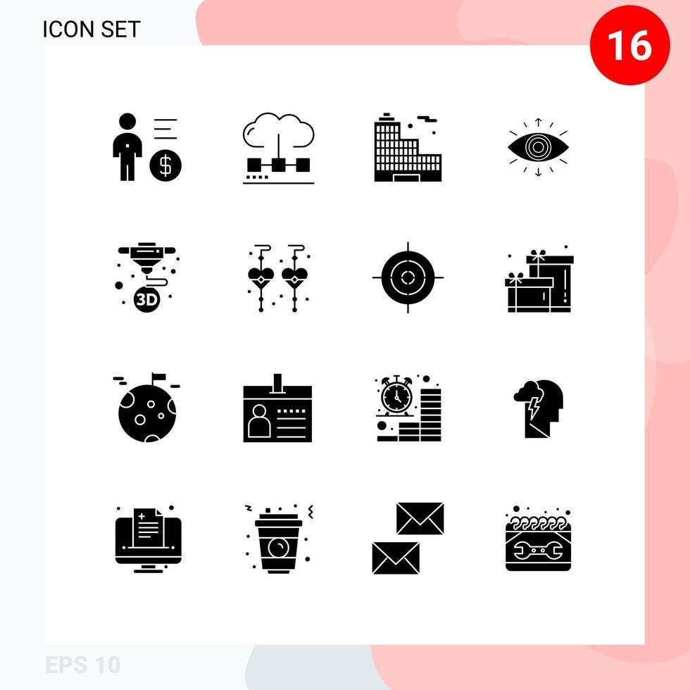 16 Creative Icons Modern Signs and Symbols of printing secret society media symbol office Editable Vector Design Elements