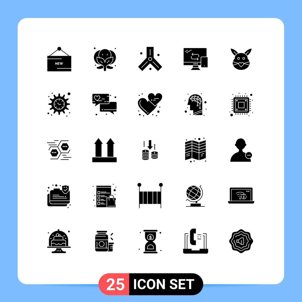 paquete de iconos de vectores de stock de 25 signos y símbolos de línea para transferencia de conejitos biología redes computación elementos de diseño de vectores editables