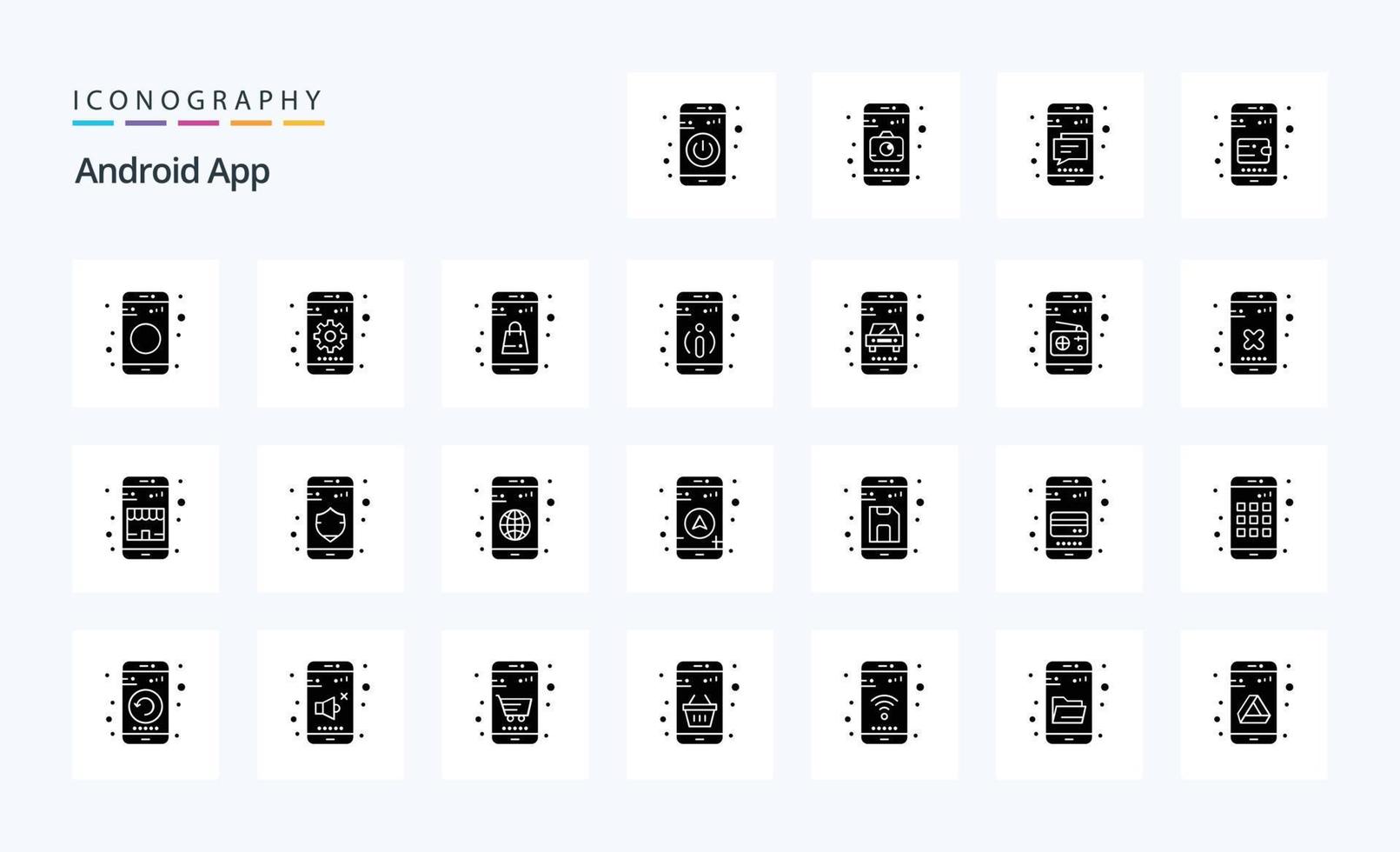 25 Android App Solid Glyph icon pack vector