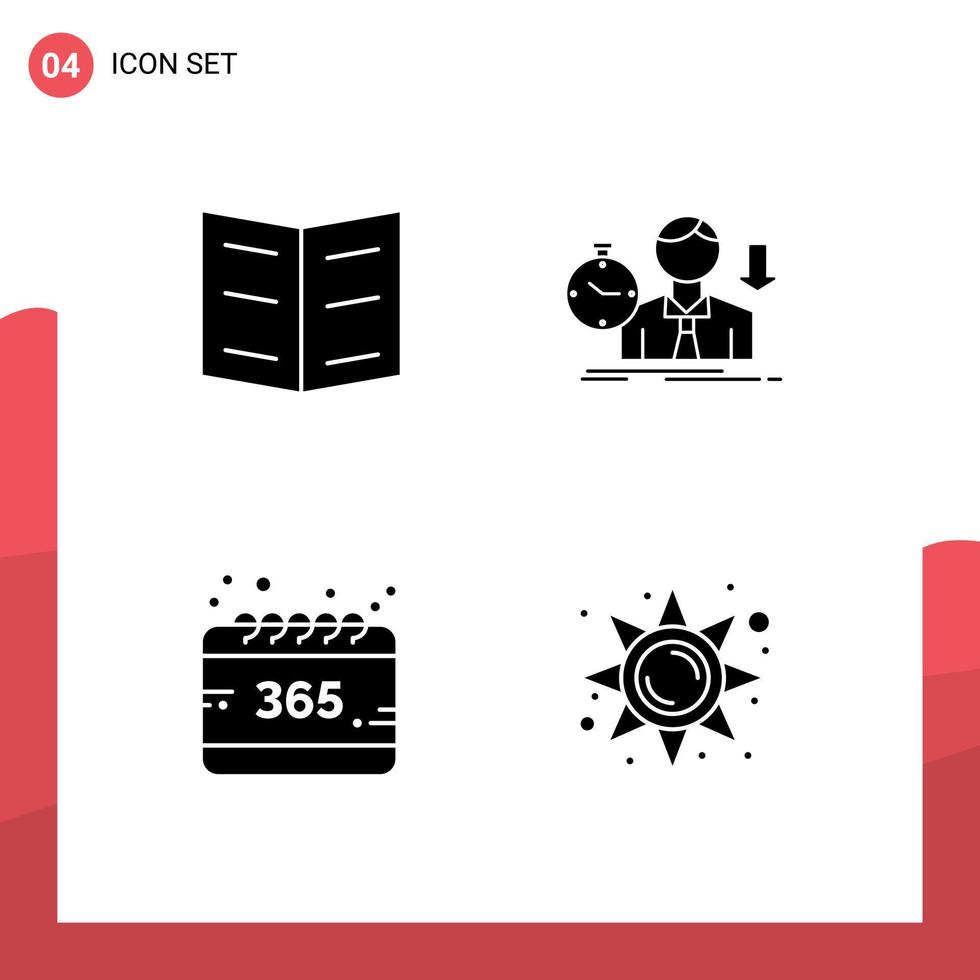 Mobile Interface Solid Glyph Set of Pictograms of book calendar failure depression year Editable Vector Design Elements