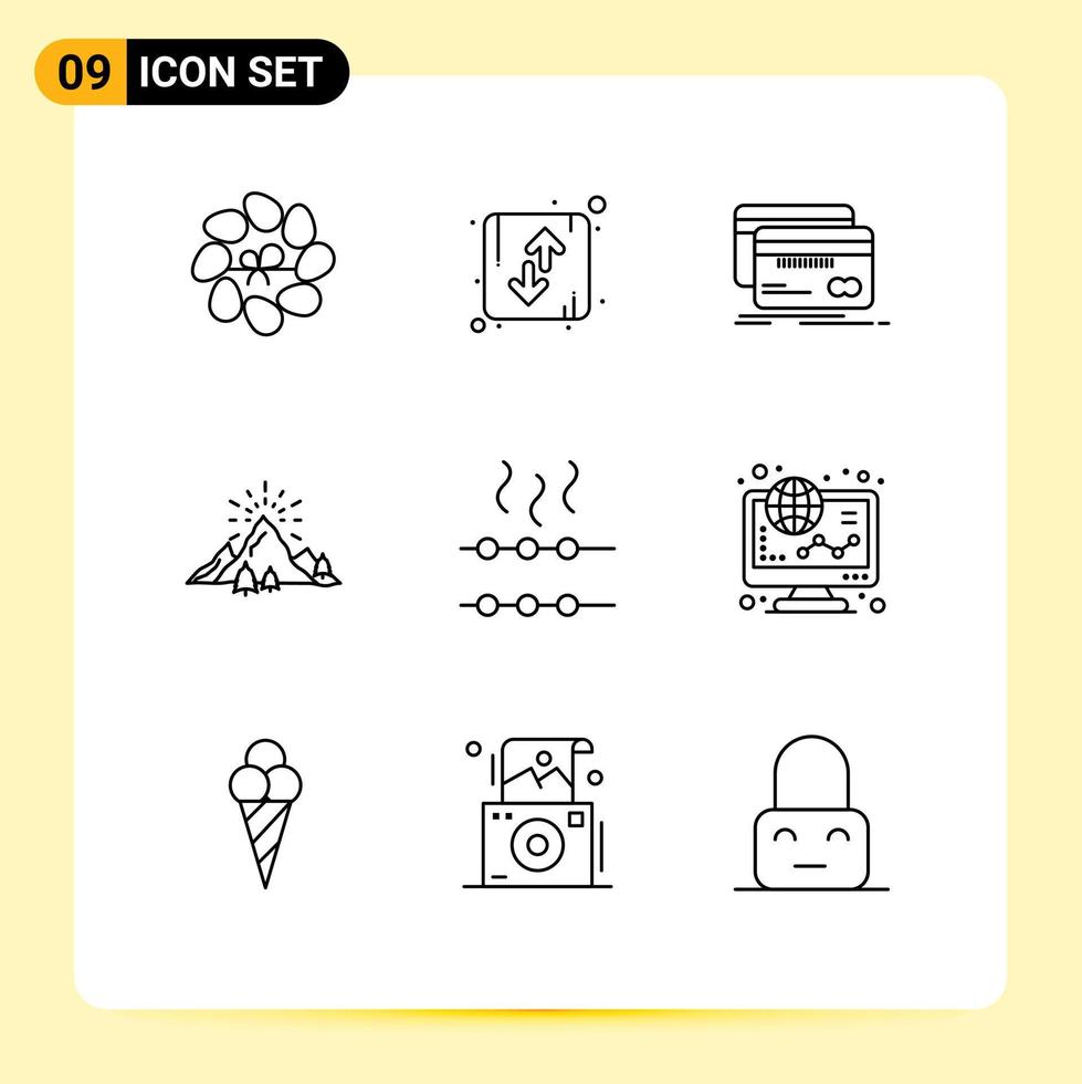 9 Outline concept for Websites Mobile and Apps mountain landscape up hill debit Editable Vector Design Elements