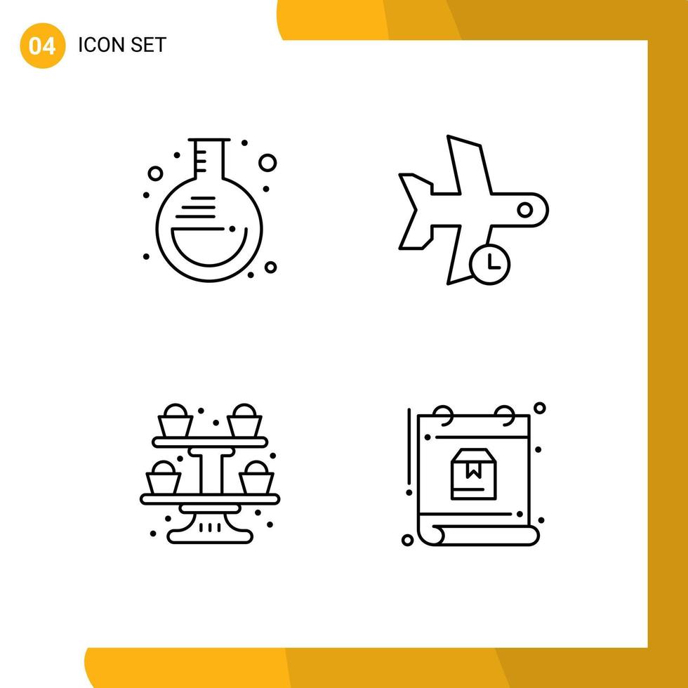 4 Universal Filledline Flat Colors Set for Web and Mobile Applications experiment baking lab plane cupcake Editable Vector Design Elements