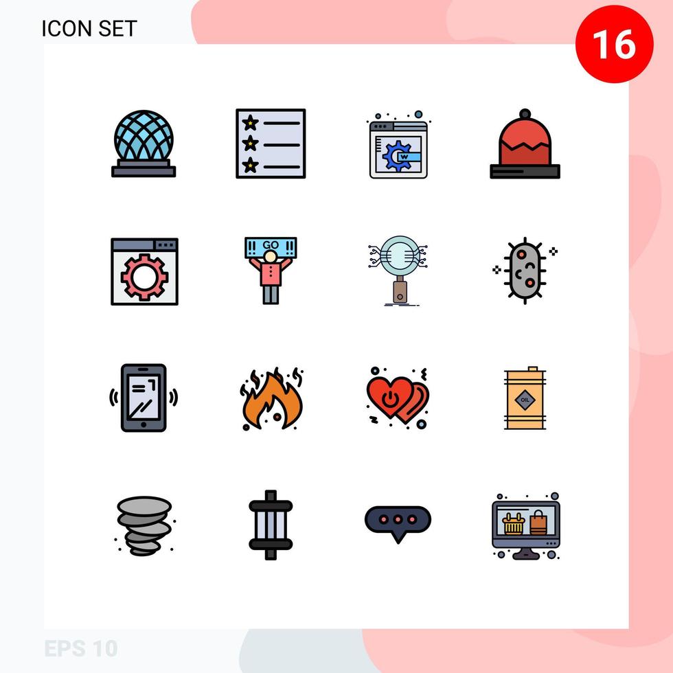Universal Icon Symbols Group of 16 Modern Flat Color Filled Lines of support fan christmas website optimization Editable Creative Vector Design Elements