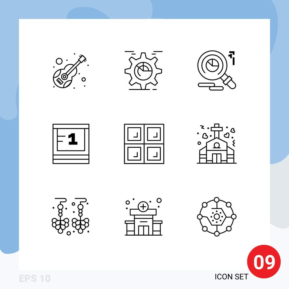 Pack of 9 Modern Outlines Signs and Symbols for Web Print Media such as construction education chart study markiting Editable Vector Design Elements