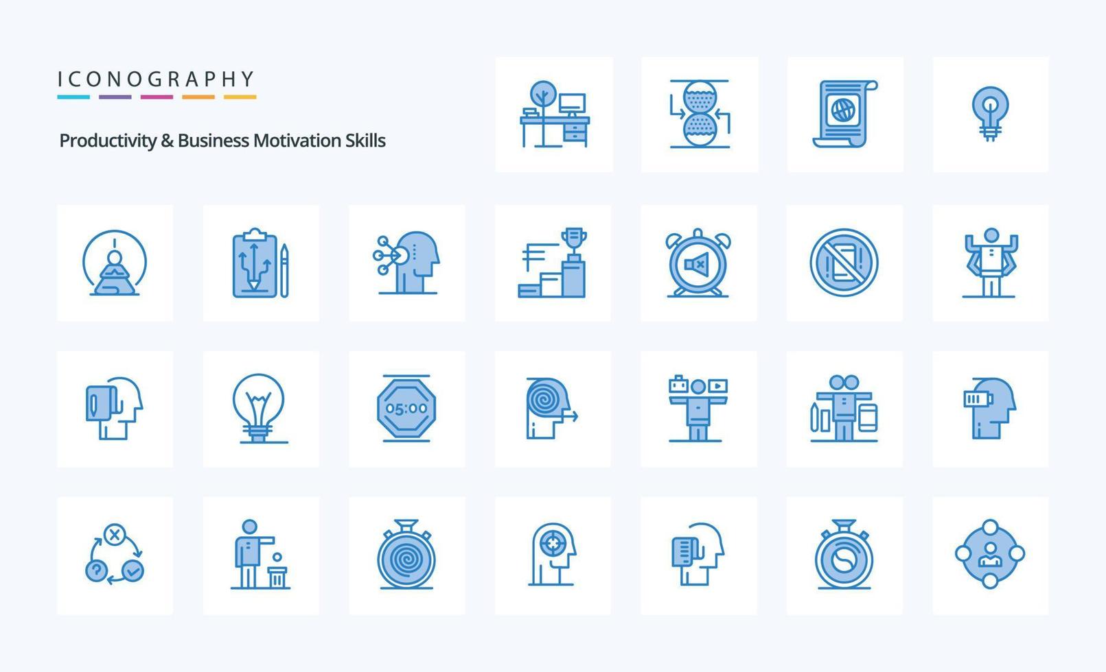 25 Productivity And Business Motivation Skills Blue icon pack vector