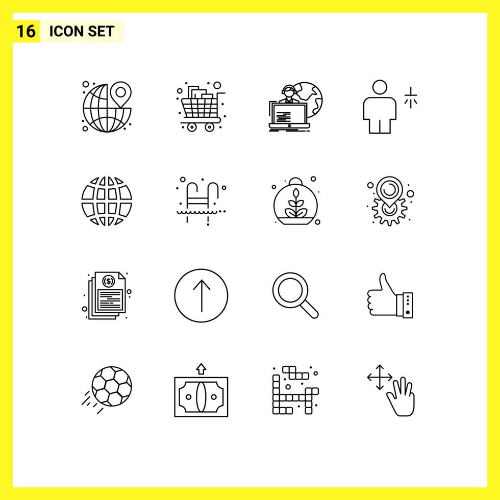 Set of 16 Vector Outlines on Grid for human avatar shopping online allocation Editable Vector Design Elements