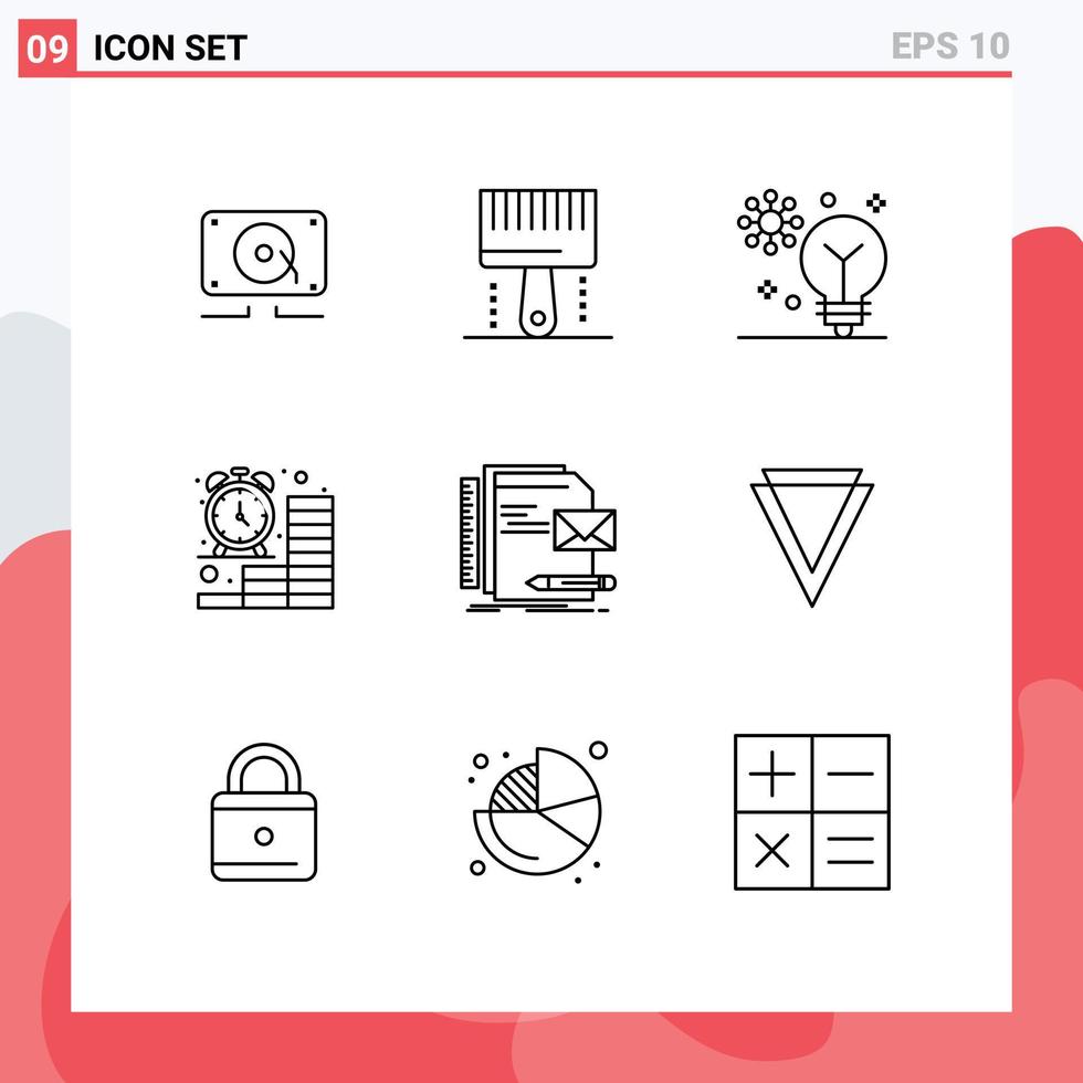 9 User Interface Outline Pack of modern Signs and Symbols of finance clock programing business intelligence Editable Vector Design Elements