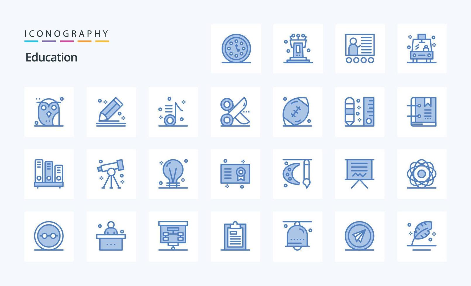 25 Education Blue icon pack vector