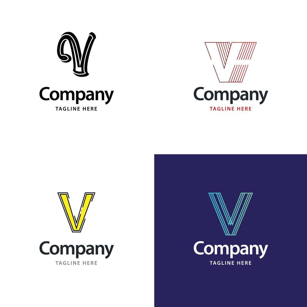 letra v diseño de paquete de logotipos grandes diseño de logotipos modernos y creativos para su negocio vector