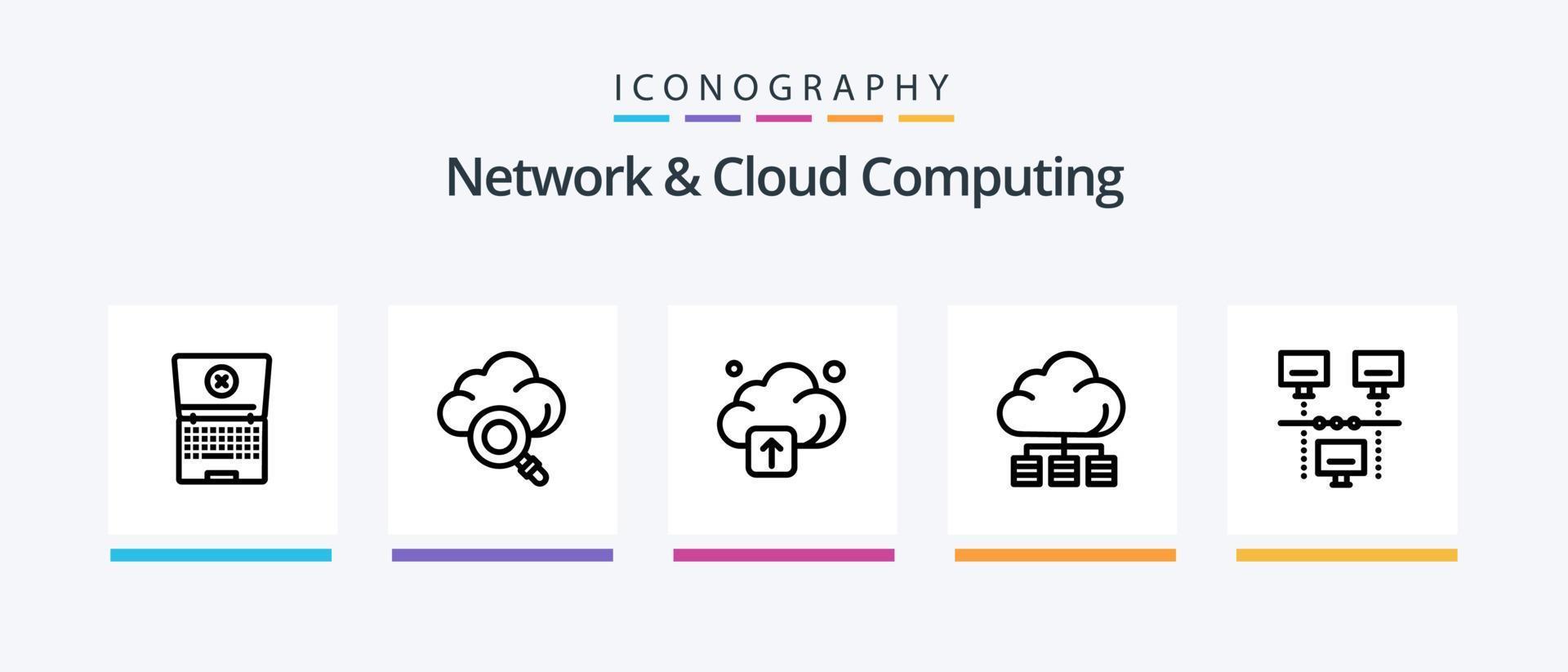 Network And Cloud Computing Line 5 Icon Pack Including sharing. connection. technology. technology. server. Creative Icons Design vector