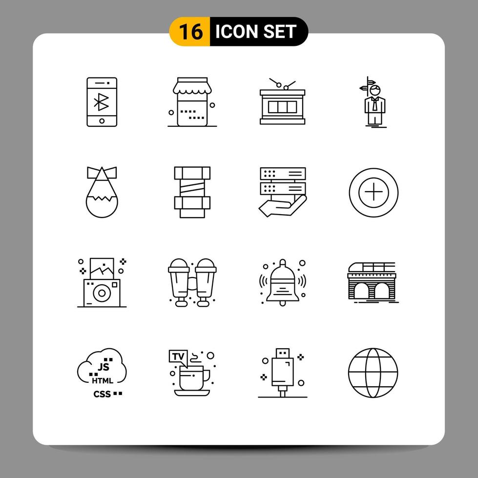 16 Thematic Vector Outlines and Editable Symbols of bomb decision drum choose arrow Editable Vector Design Elements