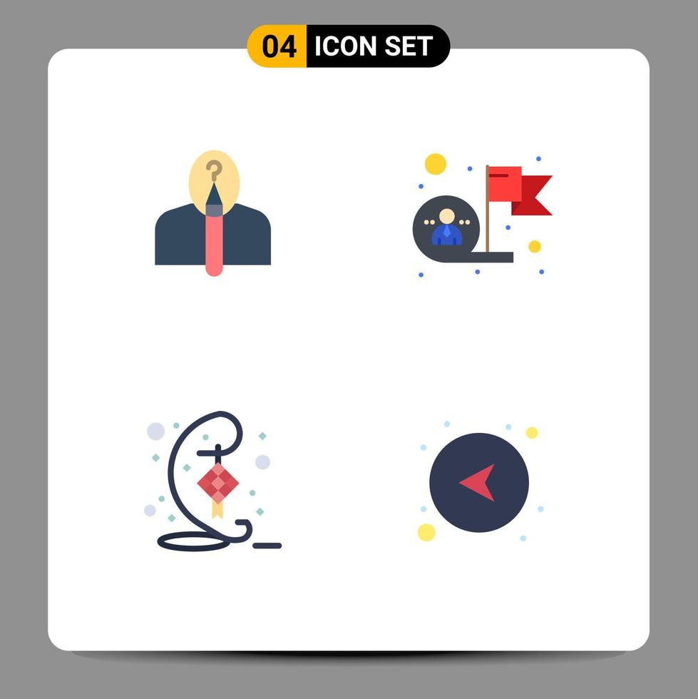 Modern Set of 4 Flat Icons and symbols such as anonymous target authorship employee eid Editable Vector Design Elements