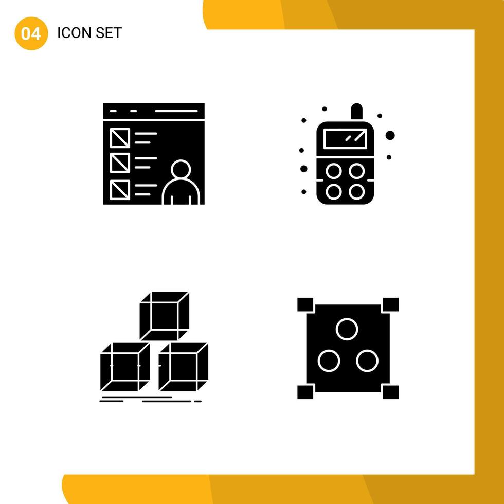 Mobile Interface Solid Glyph Set of Pictograms of app design develop radio box Editable Vector Design Elements