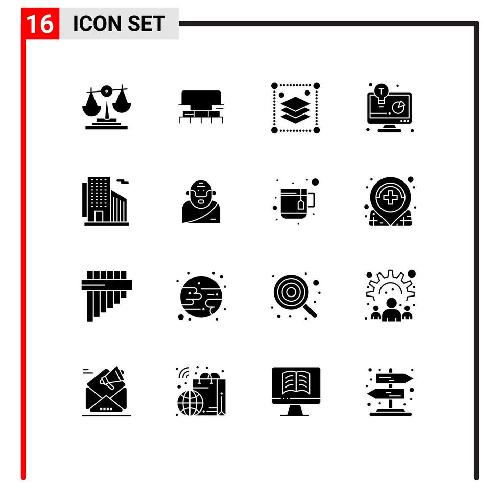 paquete de iconos de vector de stock de 16 signos y símbolos de línea para la construcción de informes de negocios idea de negocio de agua misceláneos elementos de diseño de vectores editables