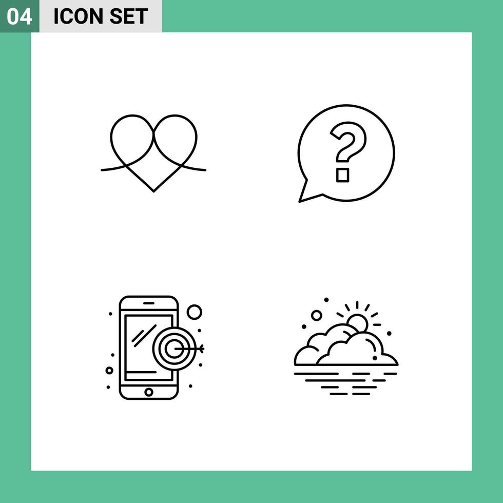 Set of 4 Modern UI Icons Symbols Signs for gift dartboard like mark mobile Editable Vector Design Elements