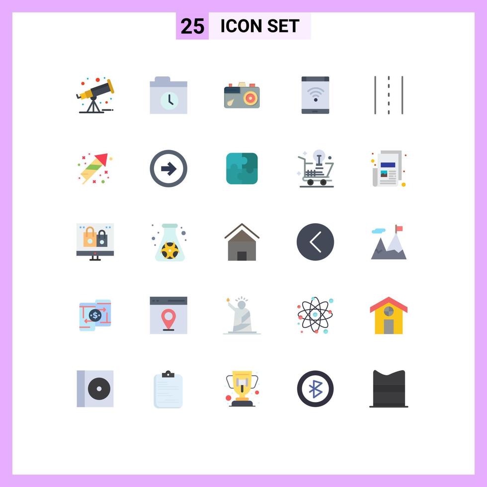 Pack of 25 Modern Flat Colors Signs and Symbols for Web Print Media such as lines driveway image smartphone network Editable Vector Design Elements