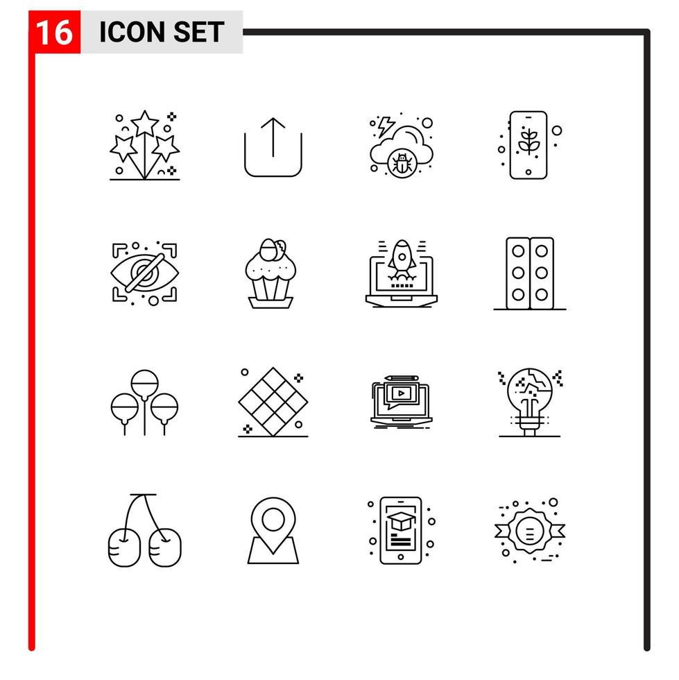 16 iconos creativos signos y símbolos modernos de elementos de diseño de vectores editables ecológicos seguros infectados con bloques privados