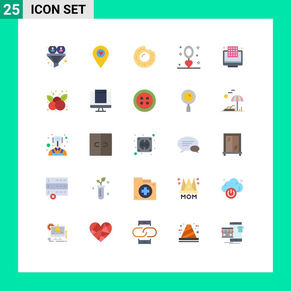 User Interface Pack of 25 Basic Flat Colors of dots necklace pointer holiday celebration Editable Vector Design Elements