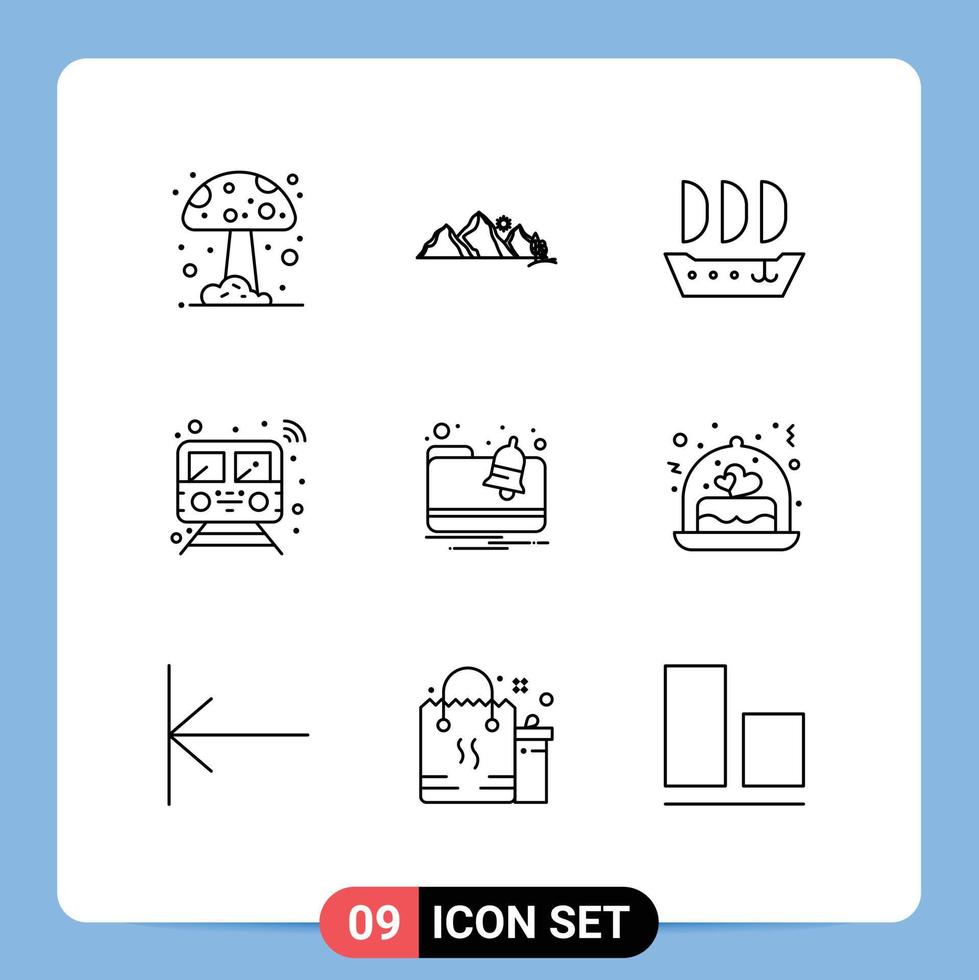 Stock Vector Icon Pack of 9 Line Signs and Symbols for folder transport argosy train public Editable Vector Design Elements