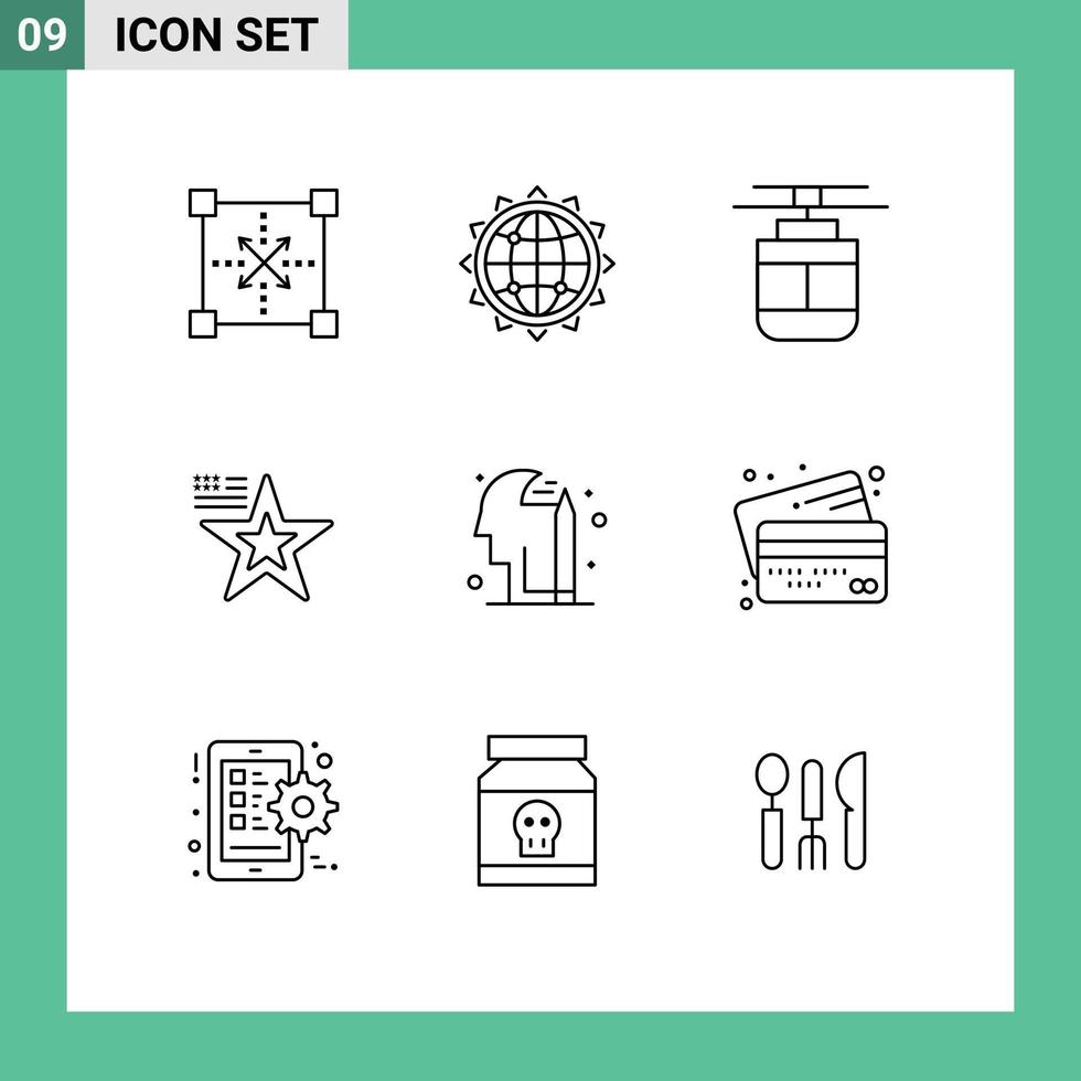 User Interface Pack of 9 Basic Outlines of flag star business vehicles tram Editable Vector Design Elements