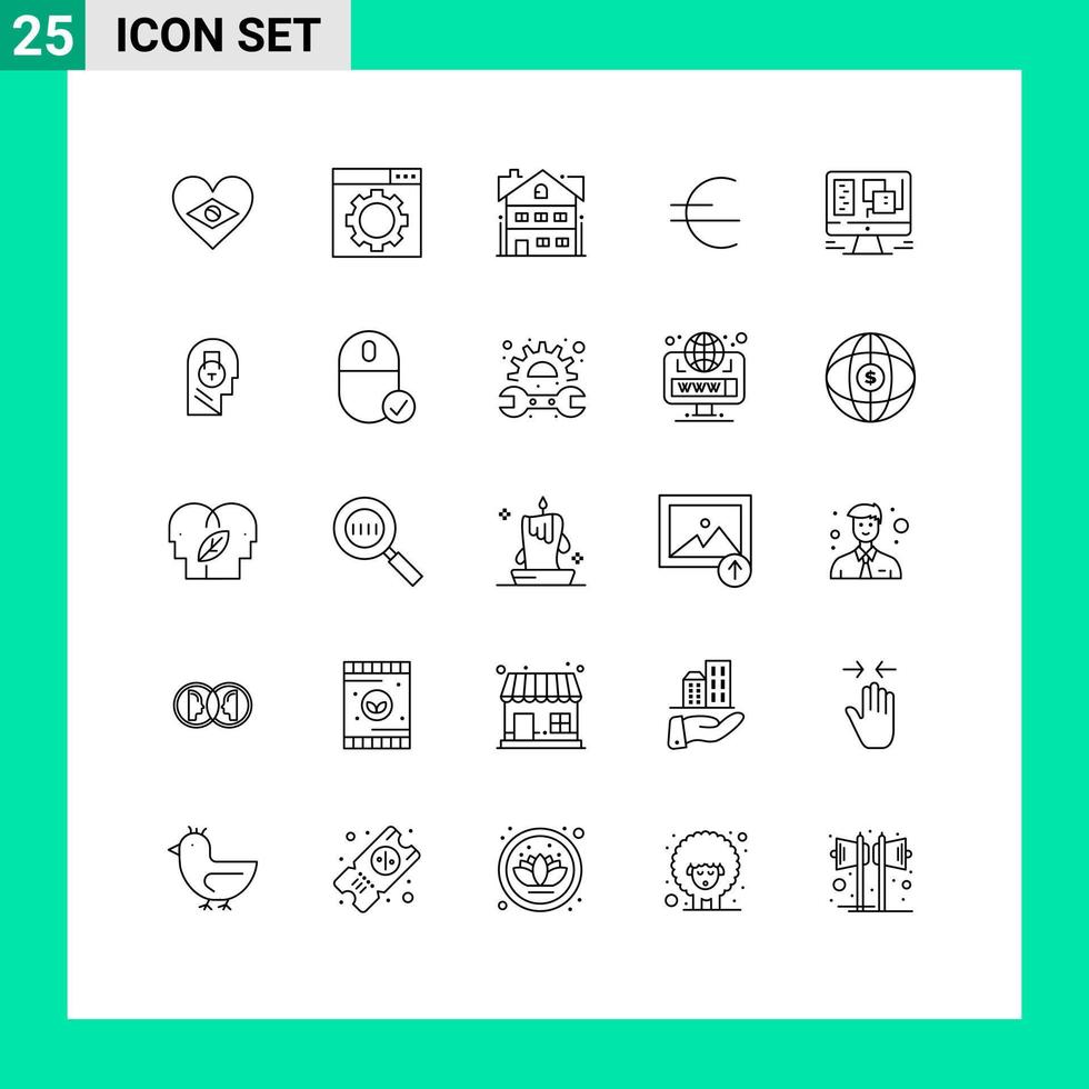 25 Line concept for Websites Mobile and Apps web design apartment computer currency Editable Vector Design Elements