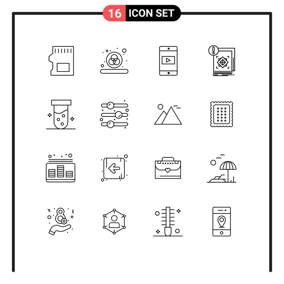 16 Thematic Vector Outlines and Editable Symbols of lab alert mobile information standard Editable Vector Design Elements