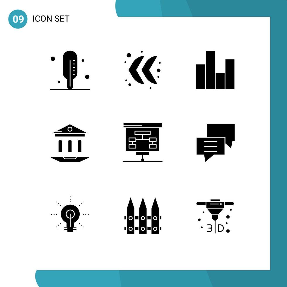 Pack of 9 creative Solid Glyphs of statistics graphic finance chart web Editable Vector Design Elements