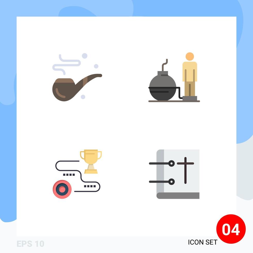 Universal Icon Symbols Group of 4 Modern Flat Icons of cigar target fathers modern path Editable Vector Design Elements