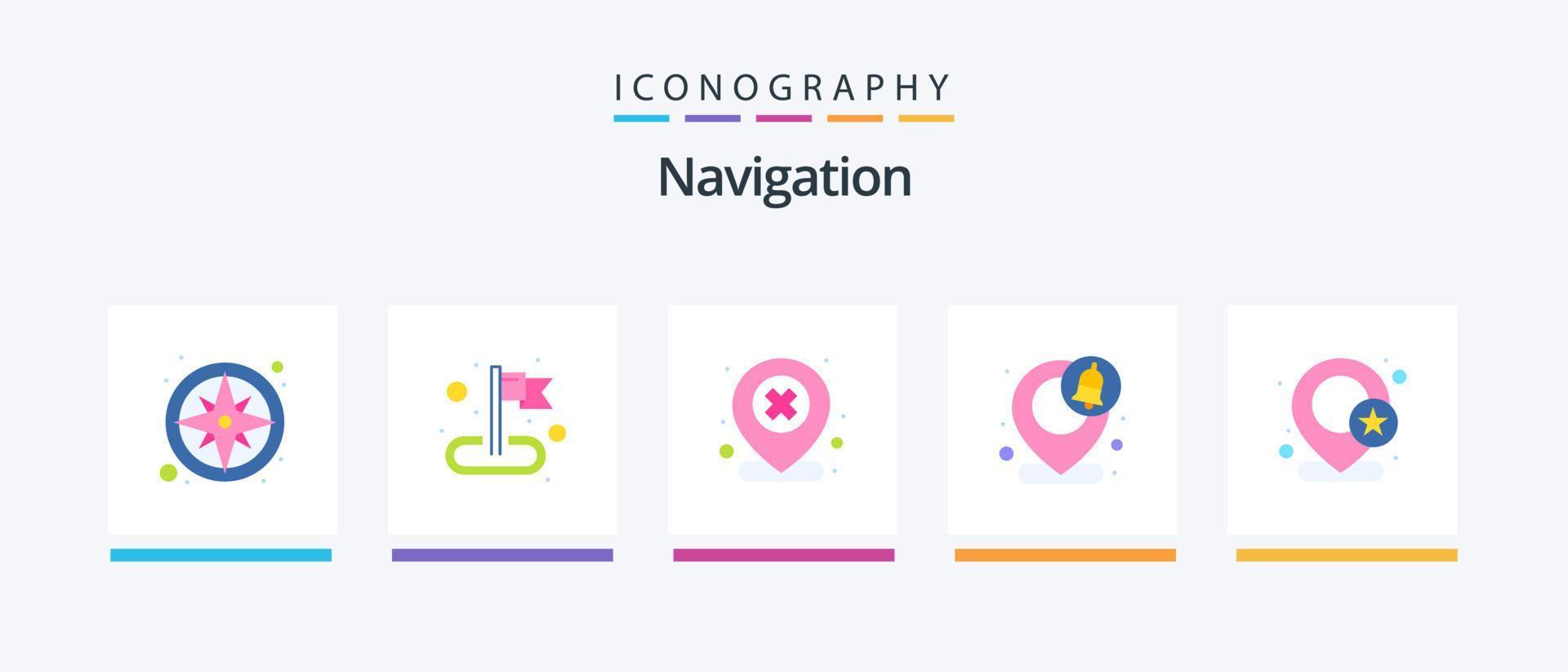 paquete de iconos de 5 planos de navegación que incluye geo. mapa. localización. localización. cruzar. diseño de iconos creativos vector