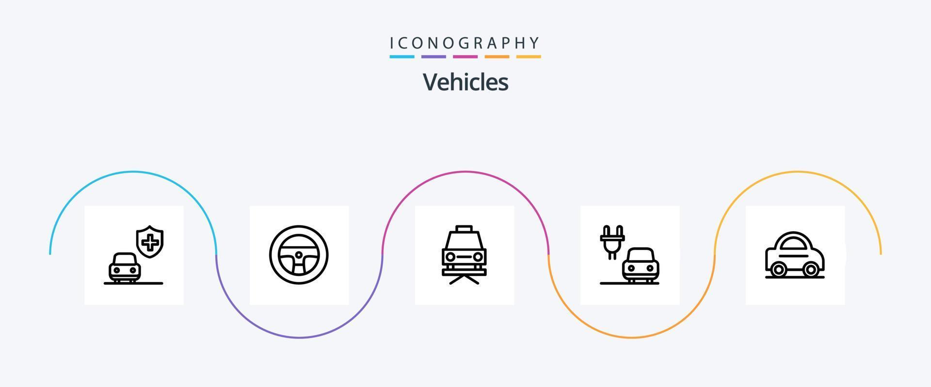 paquete de iconos de la línea 5 de vehículos que incluye. reparar. camioneta. auto vector