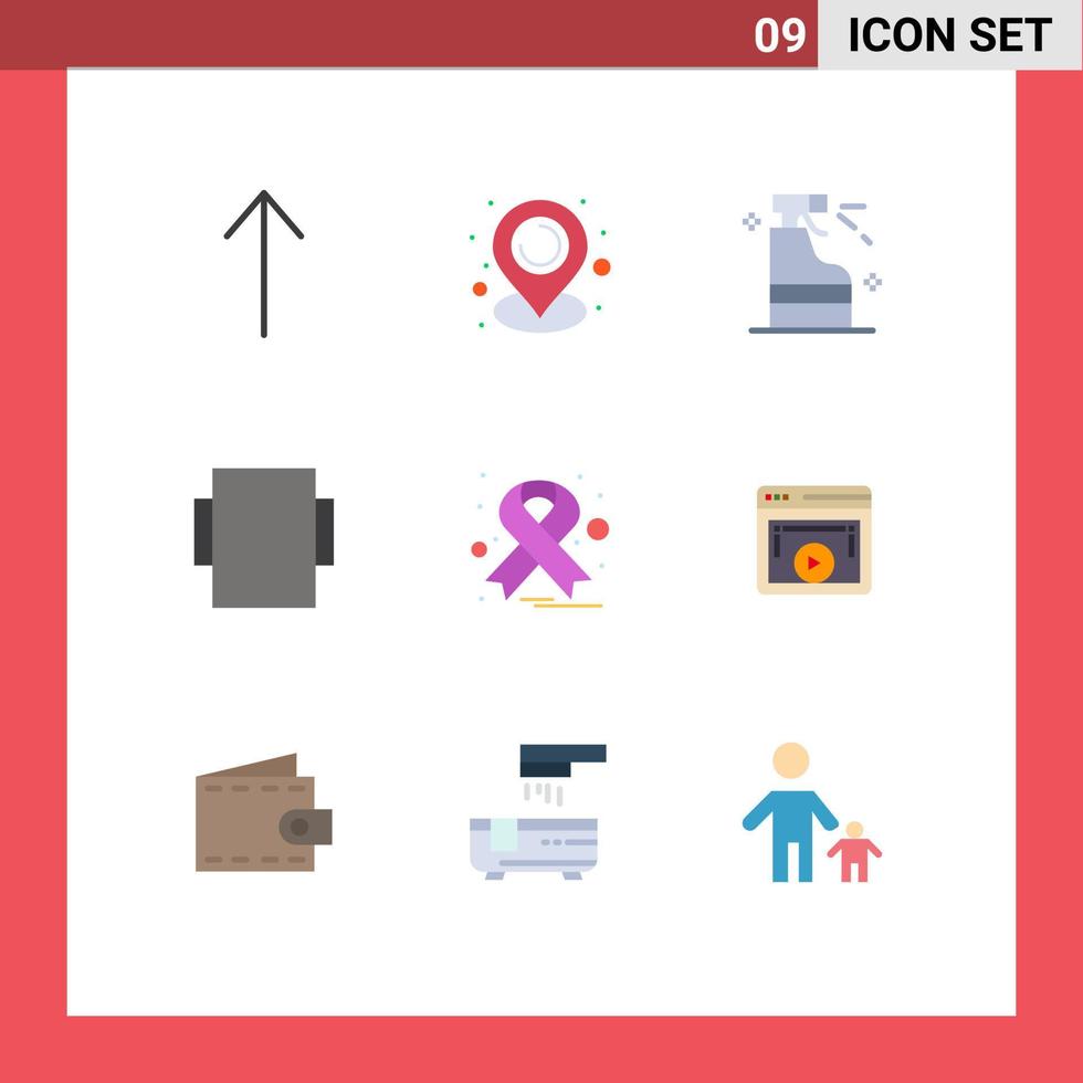 9 iconos creativos signos y símbolos modernos de visualización de video página de producto oncología elementos de diseño vectorial editables vector