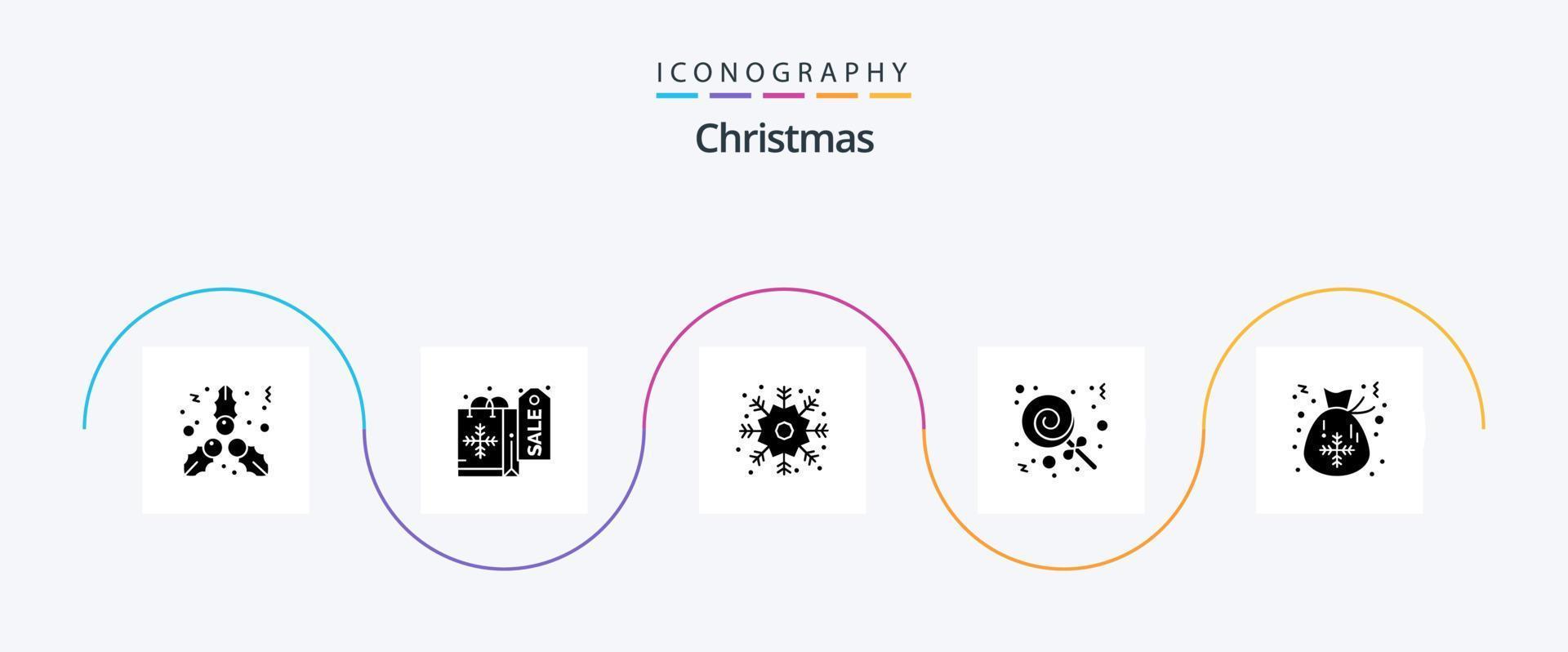 paquete de iconos de glifo de navidad 5 que incluye. Papa Noel. invierno. Navidad. bolso vector