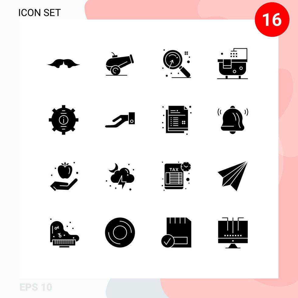 Modern Set of 16 Solid Glyphs and symbols such as help contact market shower bathroom Editable Vector Design Elements