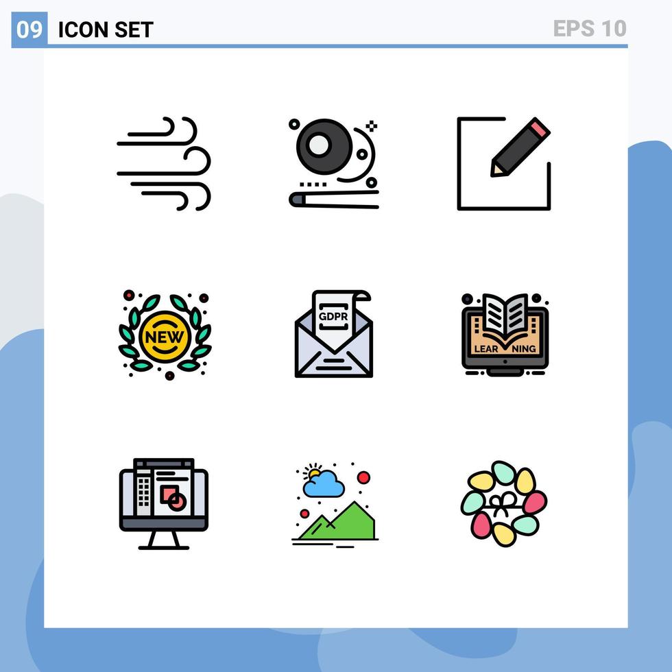 Set of 9 Modern UI Icons Symbols Signs for european commission edit store sticker Editable Vector Design Elements