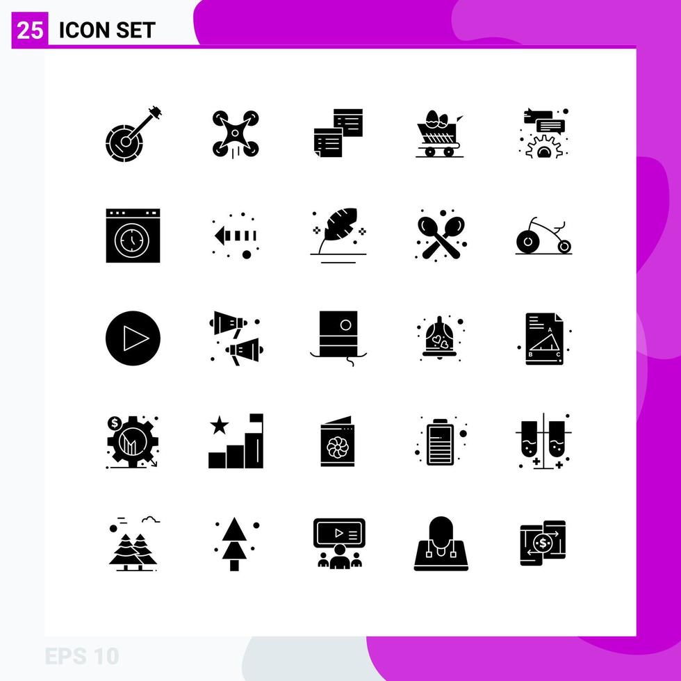 Solid Glyph Pack of 25 Universal Symbols of trolley paper image pages notes Editable Vector Design Elements