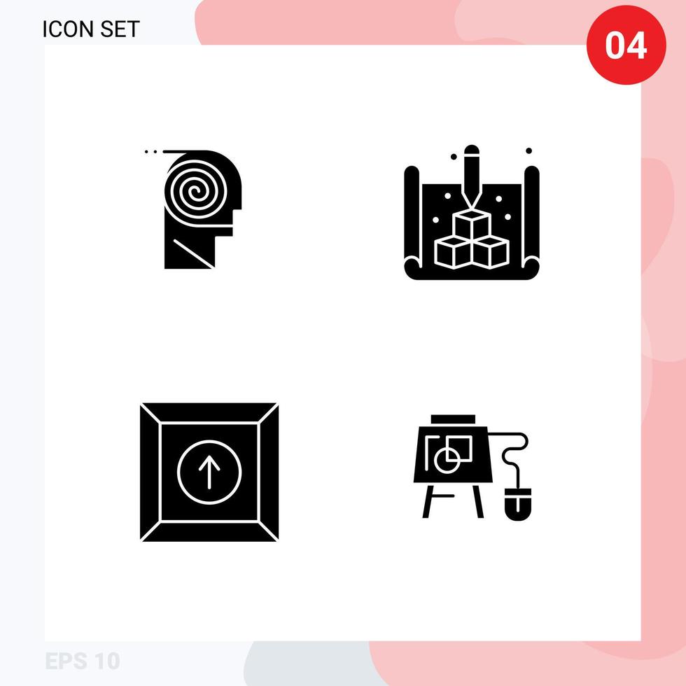 Group of 4 Modern Solid Glyphs Set for better box learning blueprint upload Editable Vector Design Elements