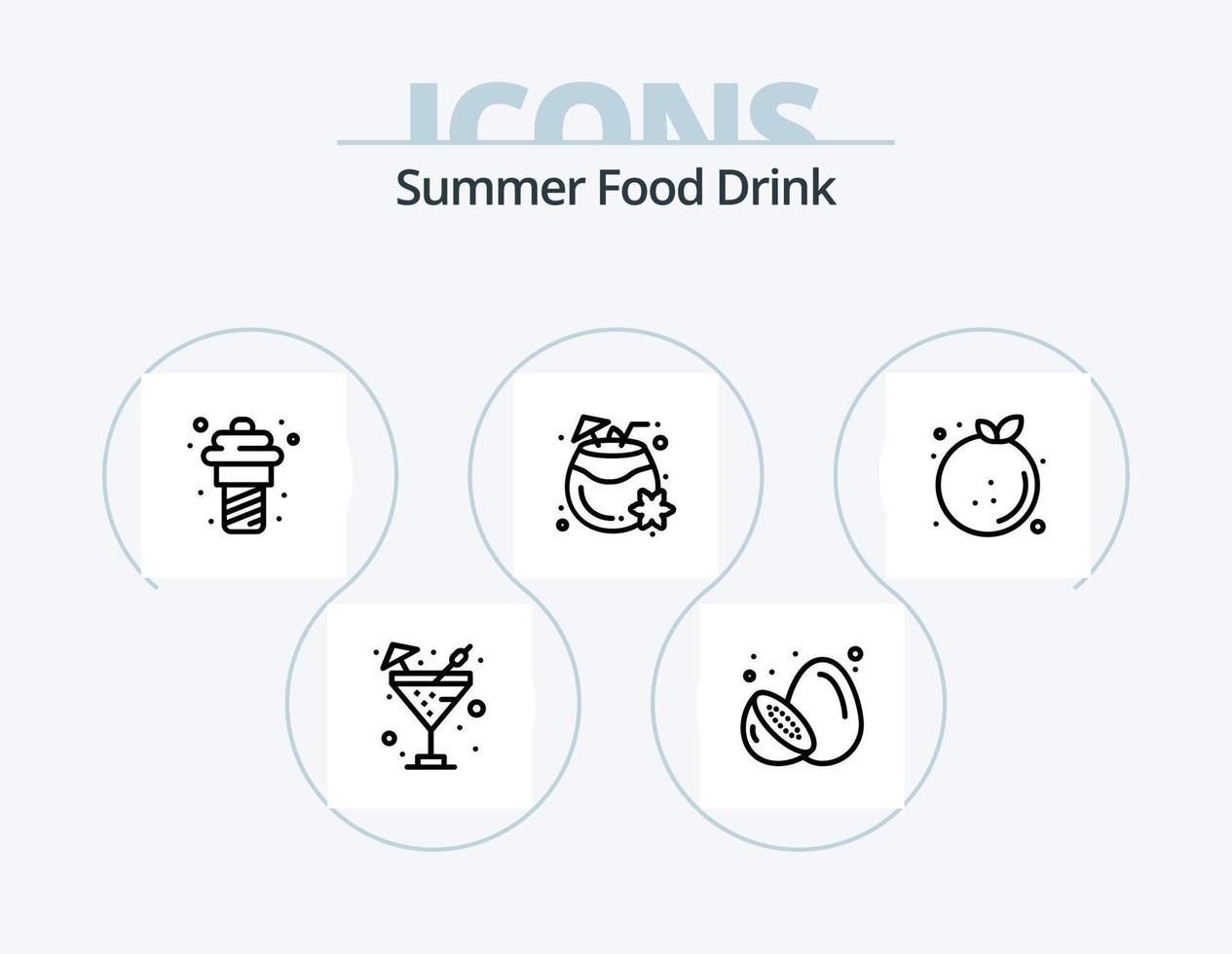 paquete de iconos de línea de bebida de comida de verano 5 diseño de iconos. plátanos Fruta. bebida. alimento. agrios vector