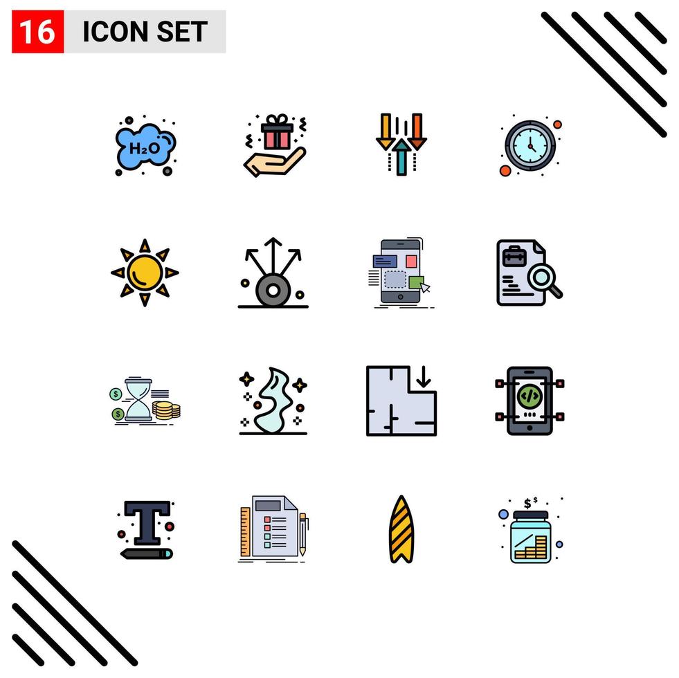 paquete de iconos de vectores de stock de 16 signos y símbolos de línea para la descarga del temporizador de flecha del reloj de pared de la playa elementos de diseño de vectores creativos editables