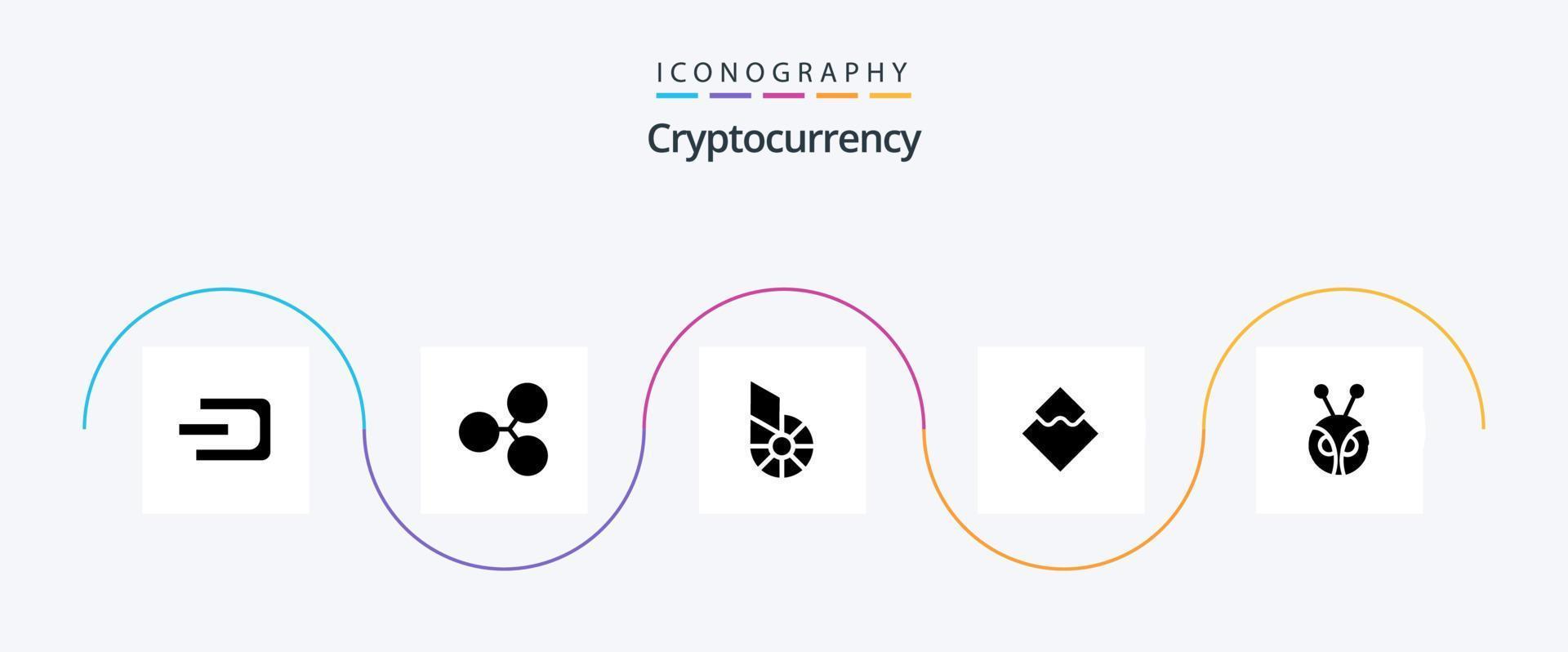 Cryptocurrency Glyph 5 Icon Pack Including crypto . waves . technology. crypto vector