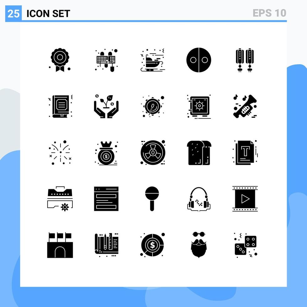 Pictogram Set of 25 Simple Solid Glyphs of chinese pendant christmas symbols sign Editable Vector Design Elements