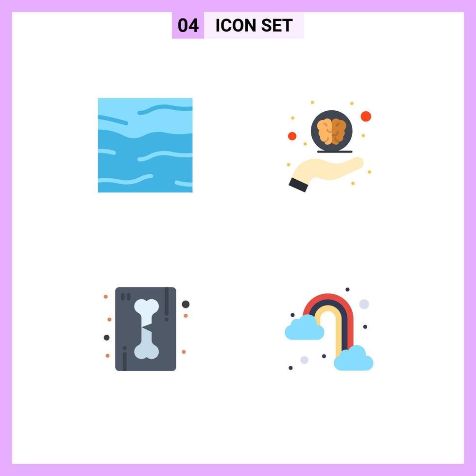 Set of 4 Commercial Flat Icons pack for climate bone water help ray Editable Vector Design Elements