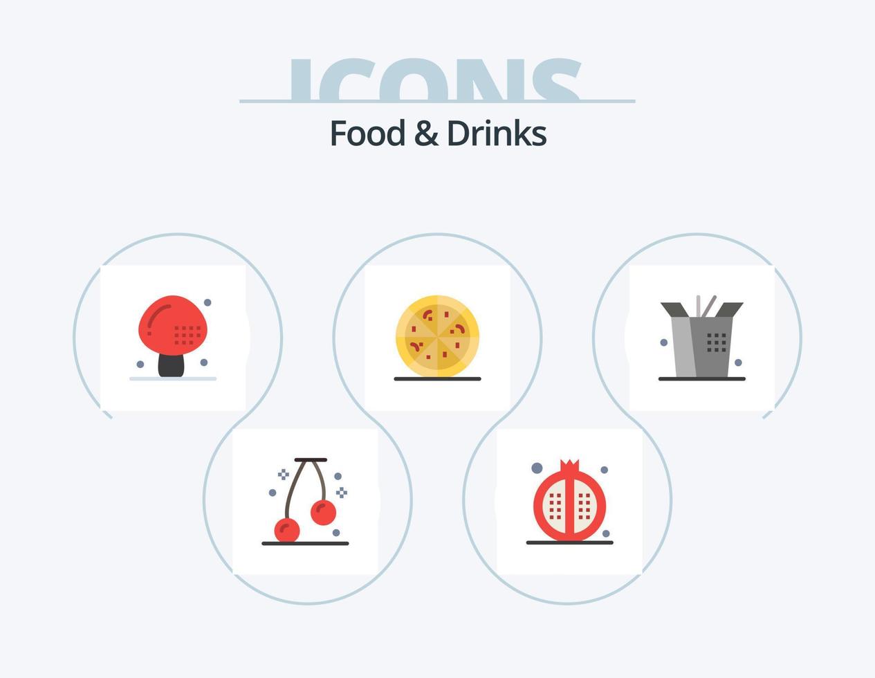 alimentos y bebidas paquete de iconos planos 5 diseño de iconos. . alimento. Cocinando. pizza. hongo vector