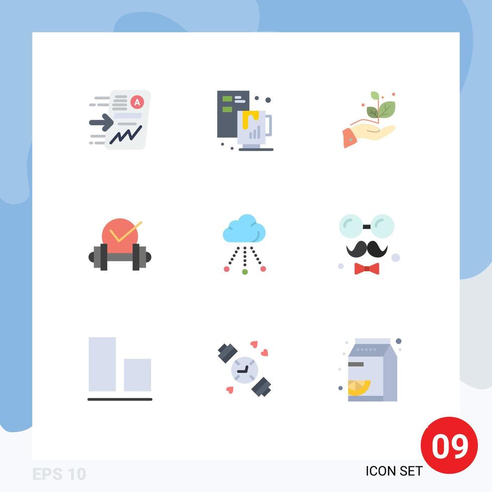 9 Thematic Vector Flat Colors and Editable Symbols of cloud dumb file healthcare success Editable Vector Design Elements